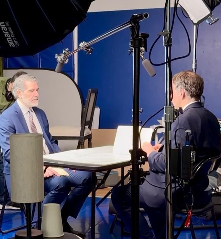 Interview Setup: The interview set built for the production. The Bitcoin Rebellion, Sovereign Truth Media.