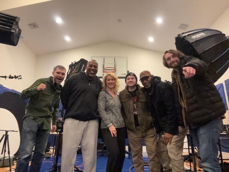 Production Team: Cast and crew on the studio set. The Bitcoin Rebellion, Sovereign Truth Media.